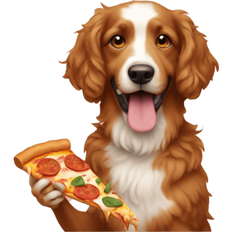 AUSSIE DOODLE eating pizza  emoji