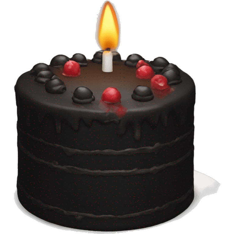 Black cake with candle emoji