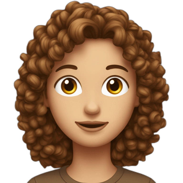 une meuf brun avec les cheveux bouclé et long emoji