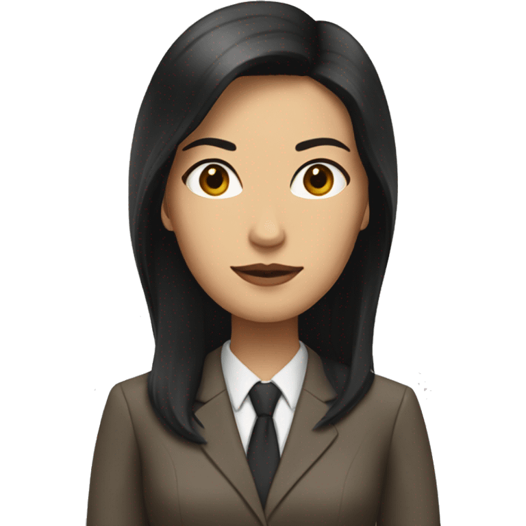 Female defense attorney with long black hair with brown suit emoji