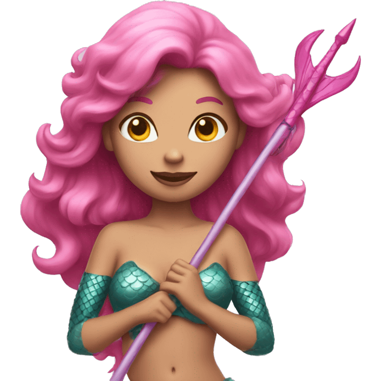 Pink Mermaid holding a trident  emoji