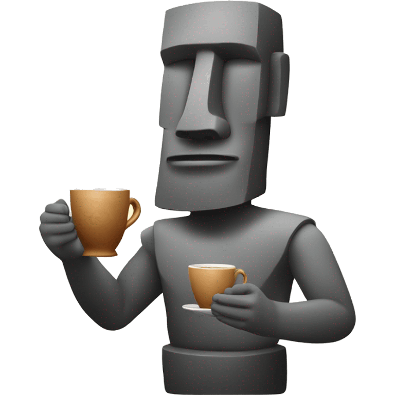 Moai holding tea with perfect hand emoji