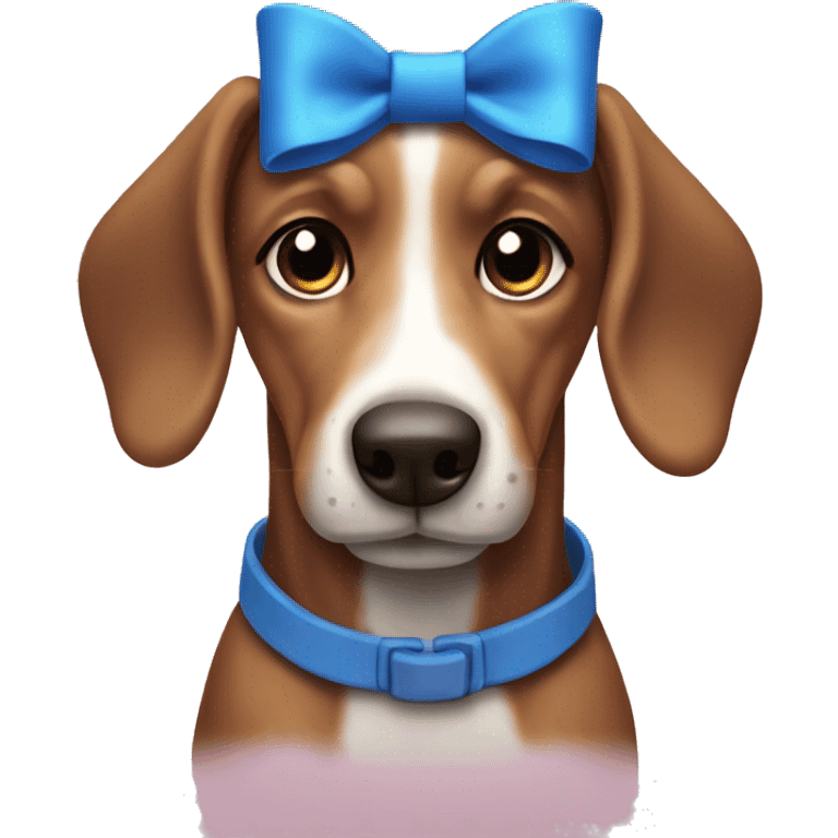 Blue bow Dashound  emoji