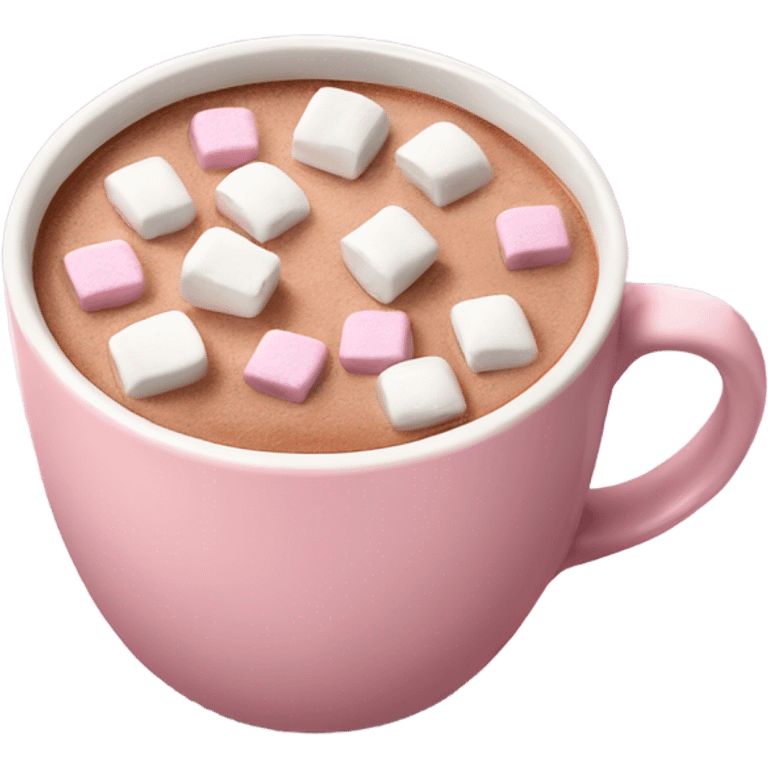 Light Pink mug of hot chocolate with marshmallows  emoji