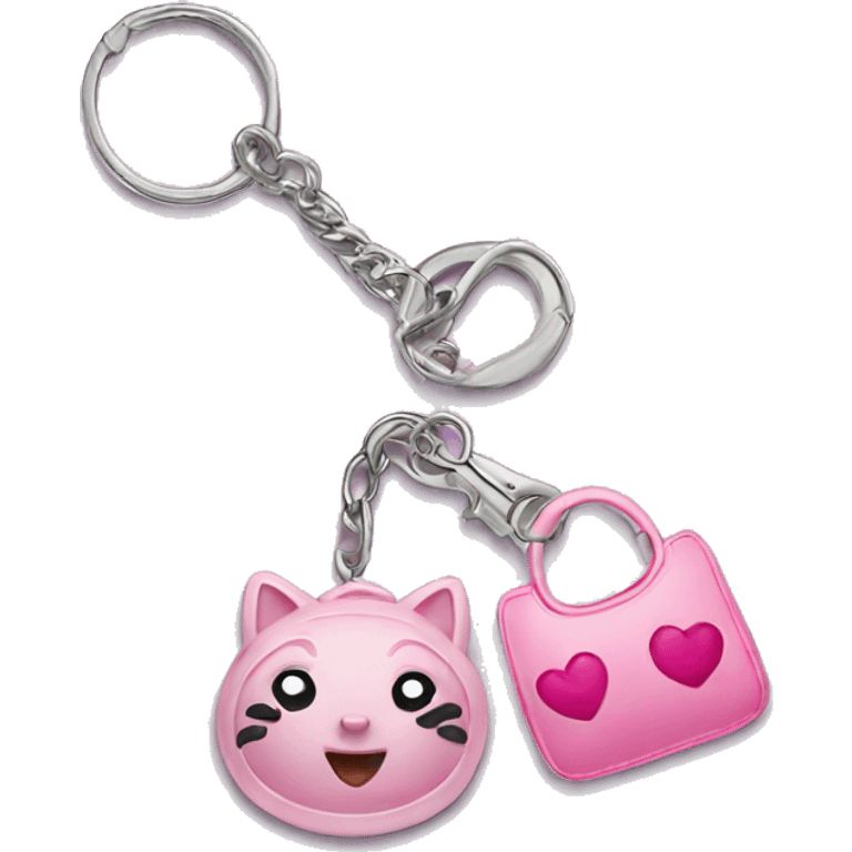 keychain with pink charms emoji