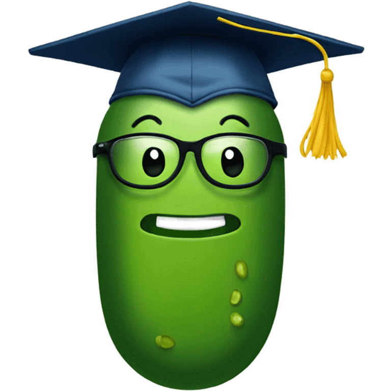 pickle happy face add glasses and graduation cap emoji