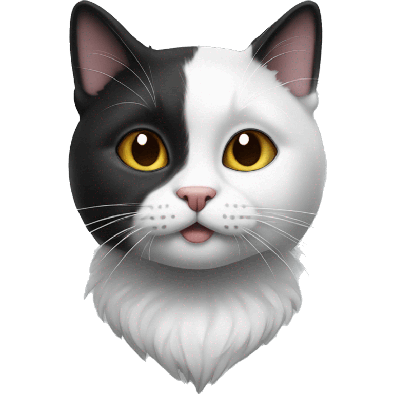 a black and white cat mainly black with white on its upper lip looking like a moustache   emoji