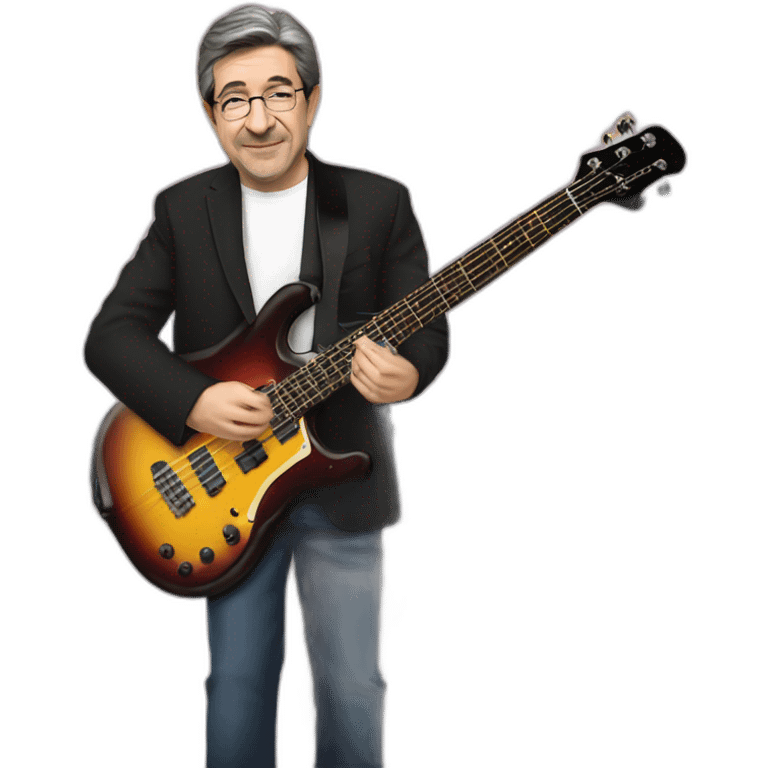 Jean-Luc Melenchon playing basse guitar emoji