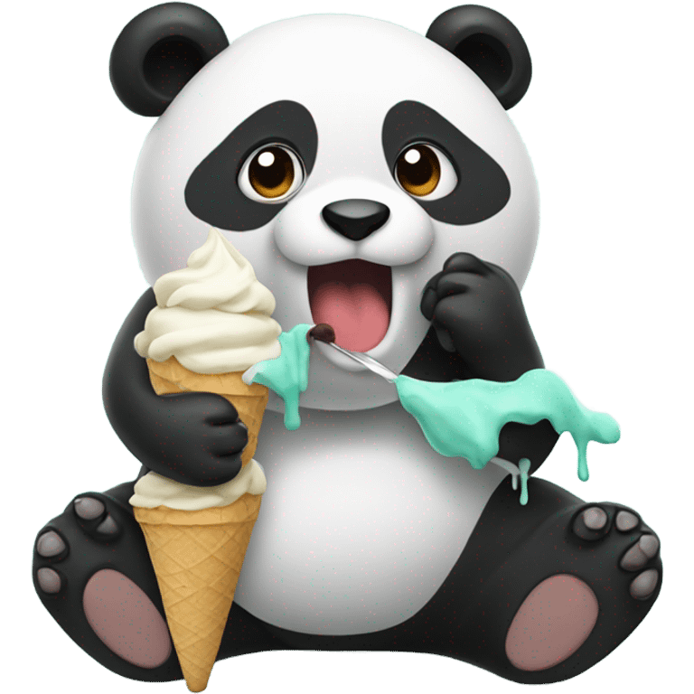 Panda eating ice cream emoji