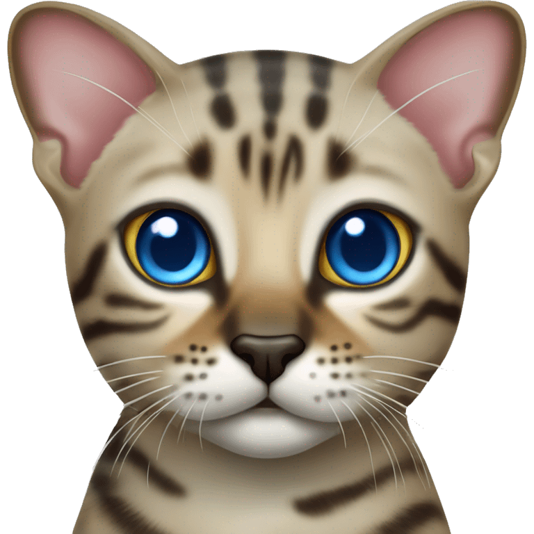 Seal Bengal cat with Blue eyes standing emoji