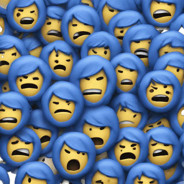 angry, yet determined blue person with teeth only showingfom the right side of his fa emoji