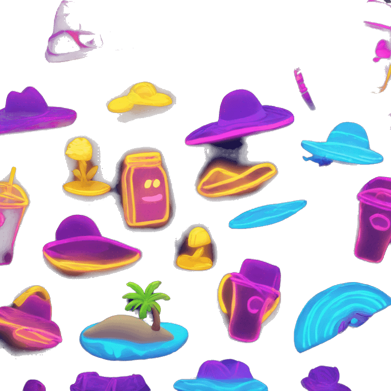 beach bum glowing neon elements emoji