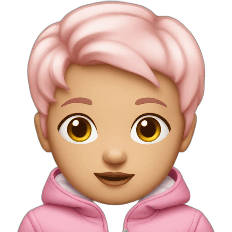 Baby girl with pink jacket short hair emoji