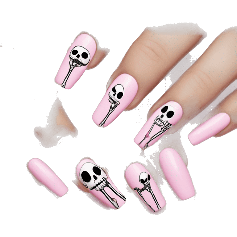 Skeleton hands bones with pink polish nails  emoji