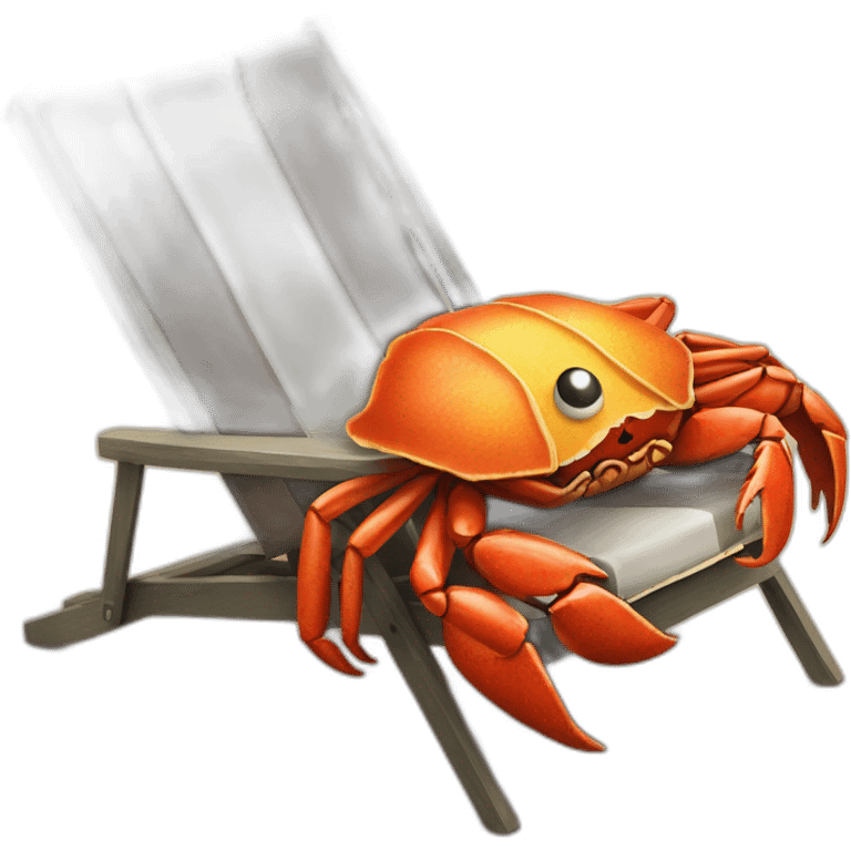 huge crab with huge taco, lying in two chairs at the beach emoji