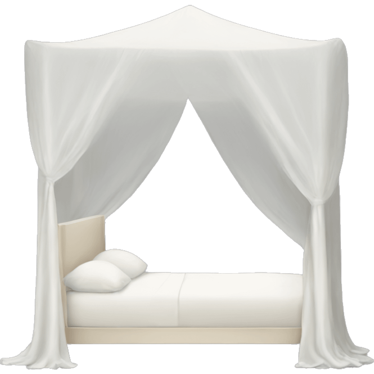 White  silk canopy bed  emoji