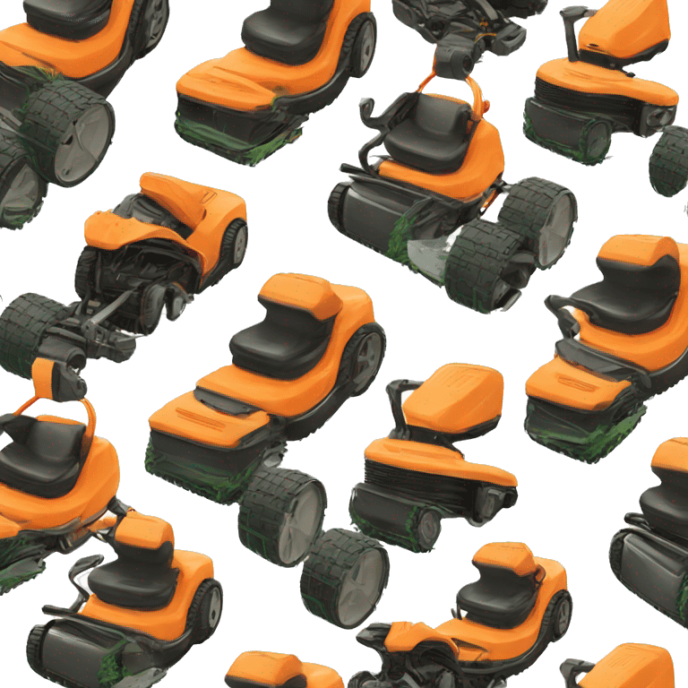 Robotic lawn mower orange modern emoji