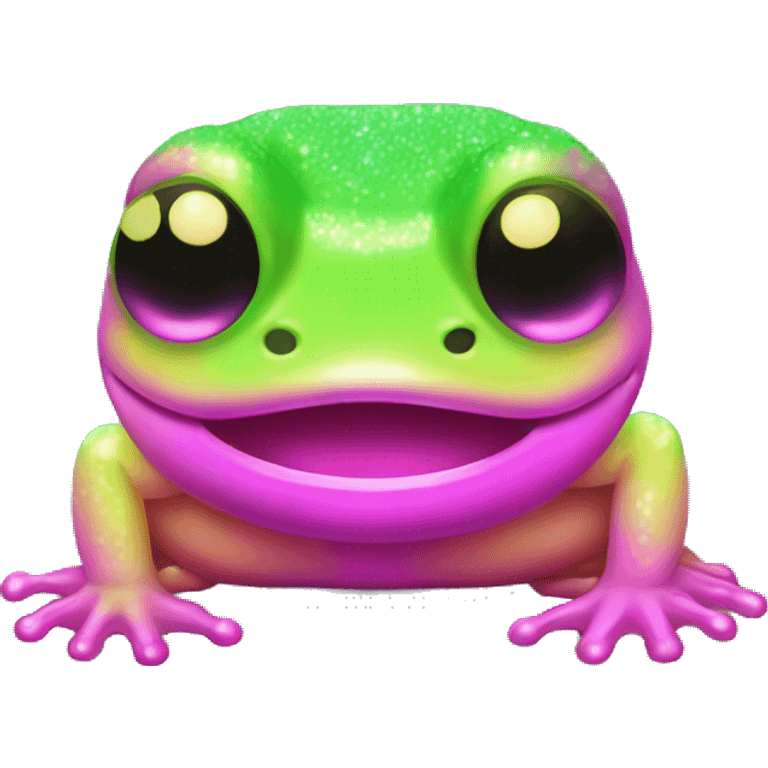 Two Kawaii neon glitter amphibian emoji    emoji