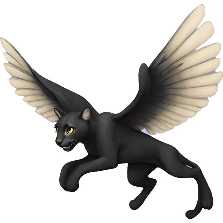 winged black puma flying emoji