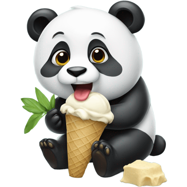 Panda eating ice cream emoji