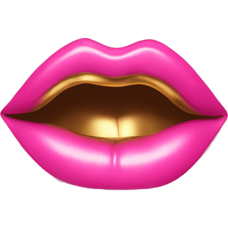 Pink lipstick coming out of gold give  emoji