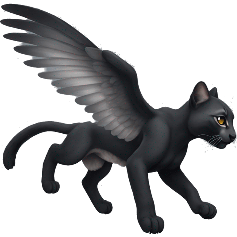 winged black puma flying emoji