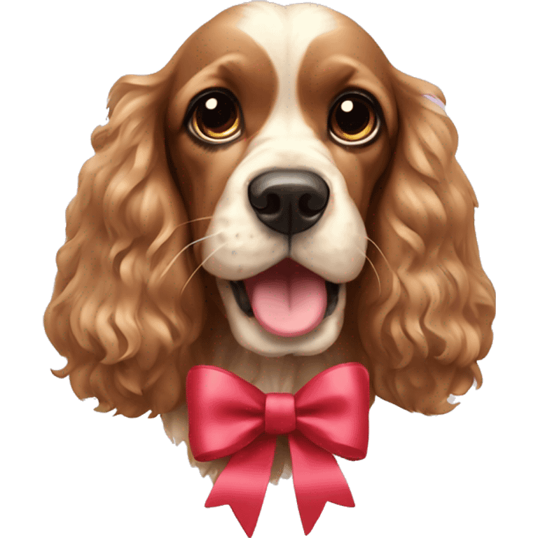 cocker spaniel with bow emoji