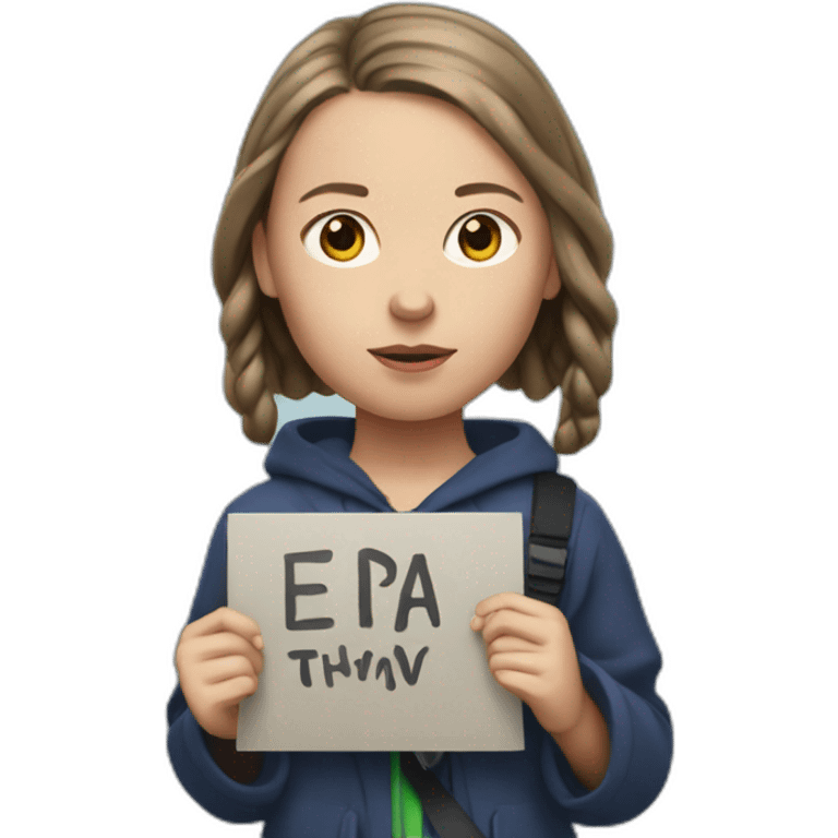 greta Thunberg holding sign emoji