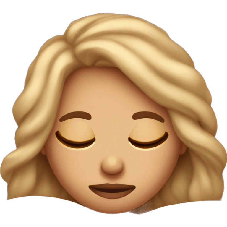 girl with dirty blonde hair sleeping with pink blankets  emoji