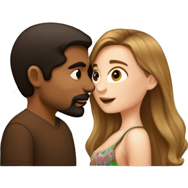 White girl with brown hair kissing Mexican man  emoji