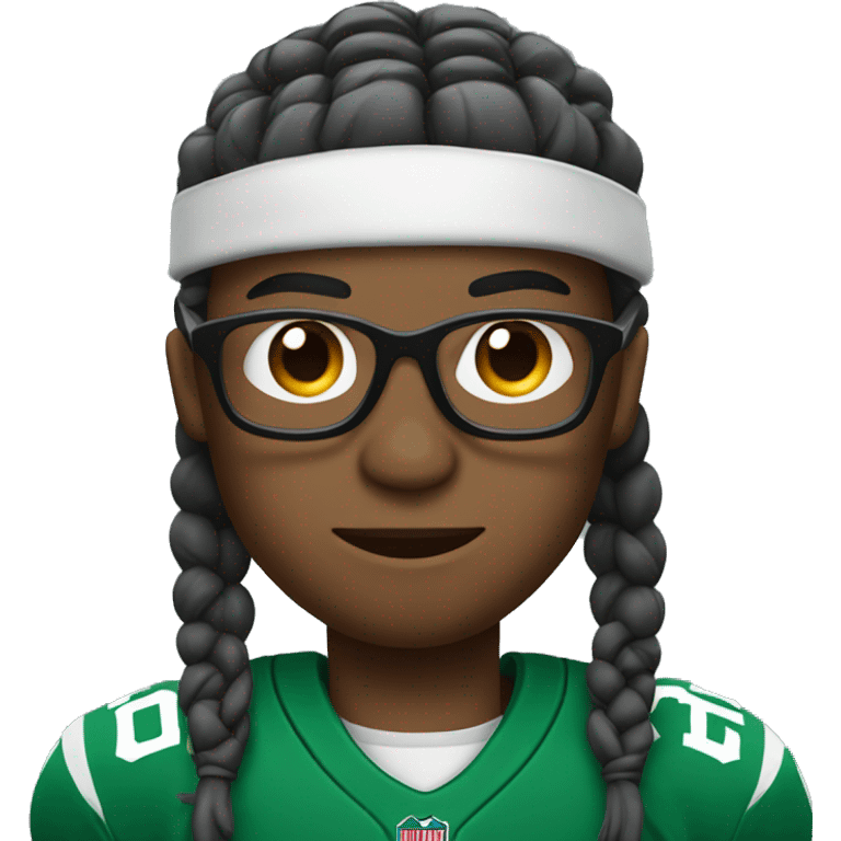 football player with braids and baseball glasses emoji