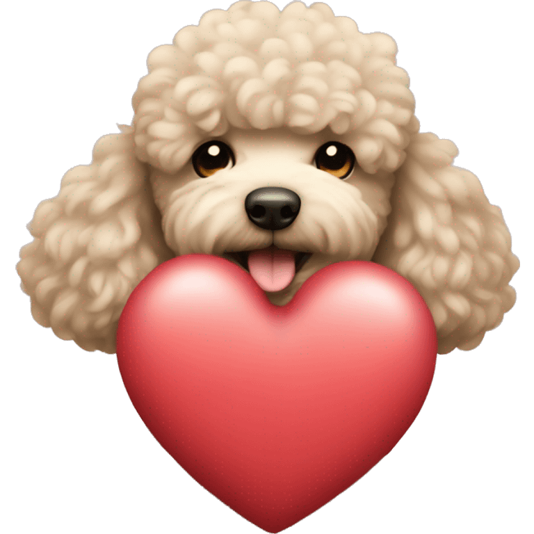 Poodle hugging a heart  emoji