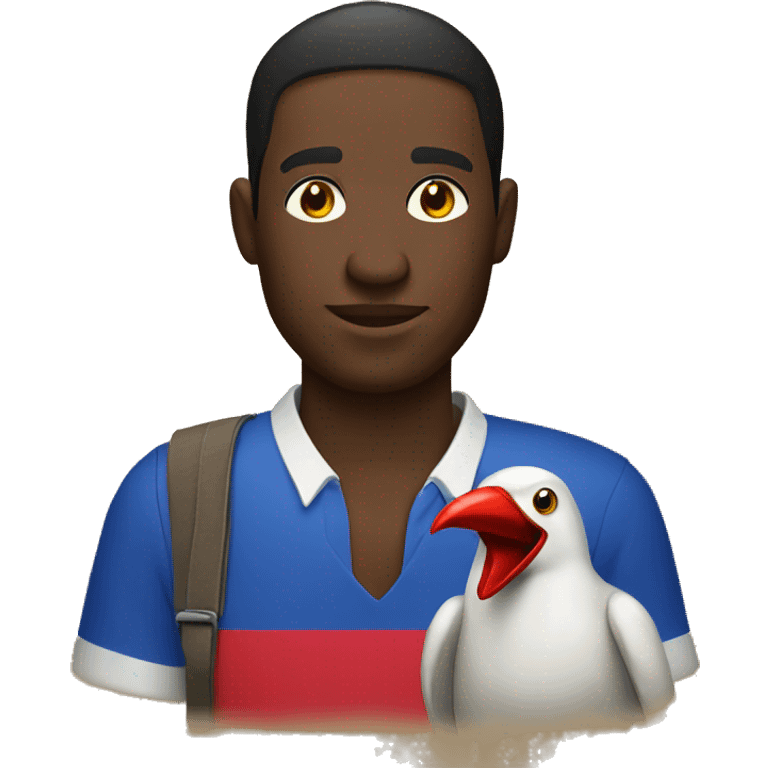 cartoon haitian man with haitian bird on his shoulder emoji