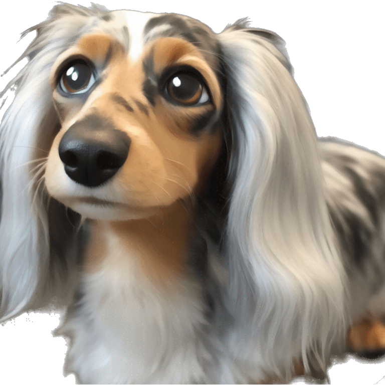 Tri Merle long haired Dachshund  emoji