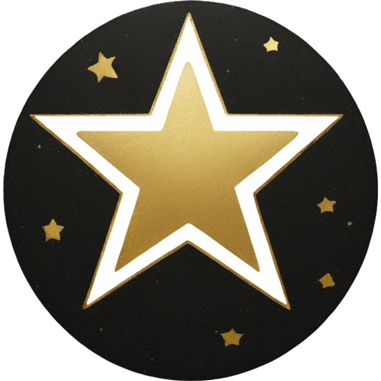 Black circle with gold around and white star In the middle  emoji