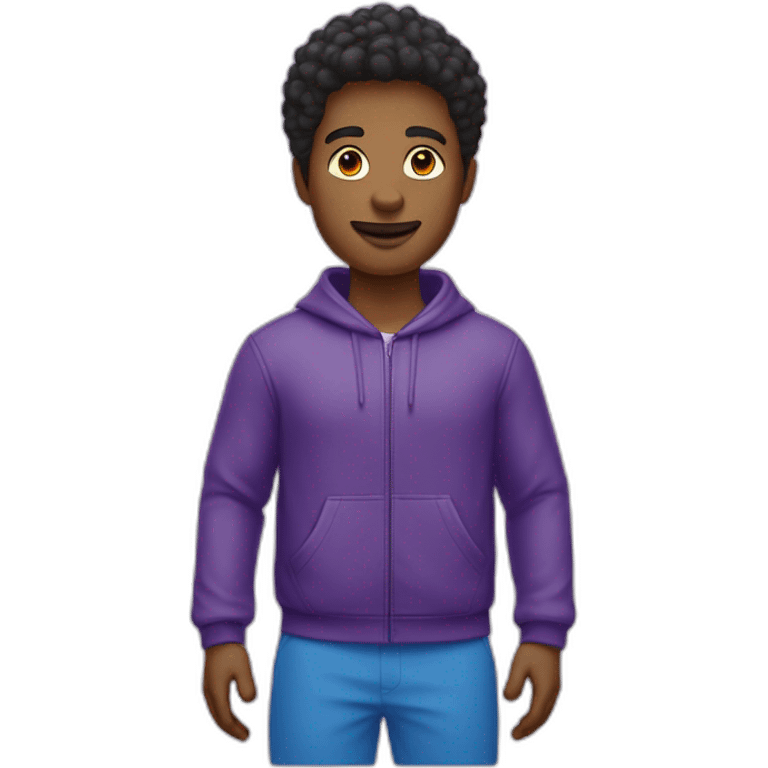 Emoji de un chico de color de piel morocha,con ropa nike violeta emoji