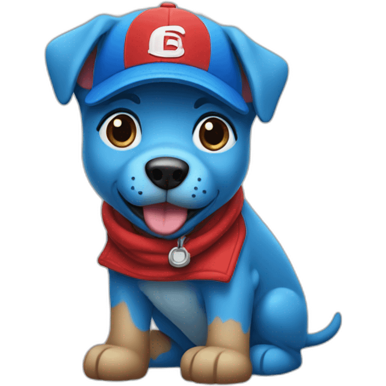 Blue dog with red cap w logo emoji