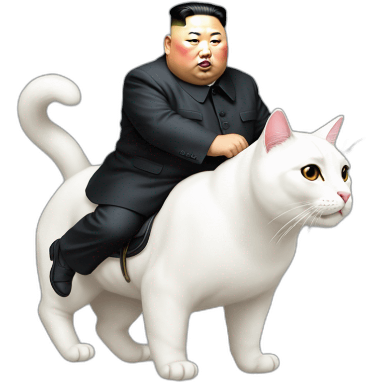 super fat Kim jong UN riding a white cat emoji