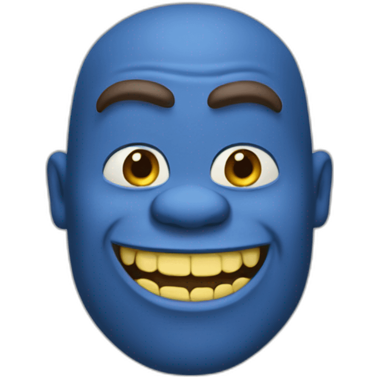 Blue shrek with yellow teeth and brown beard emoji