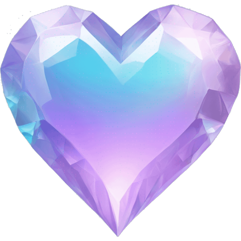 pastel lilac and cyan gradient iridescent crystal heart emoji