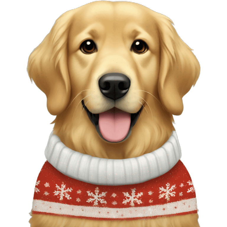 Golden retriever in a Christmas jumper emoji