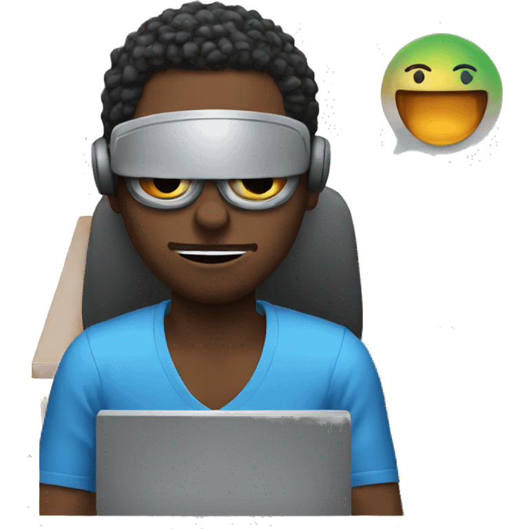 black man playing computer  games emoji