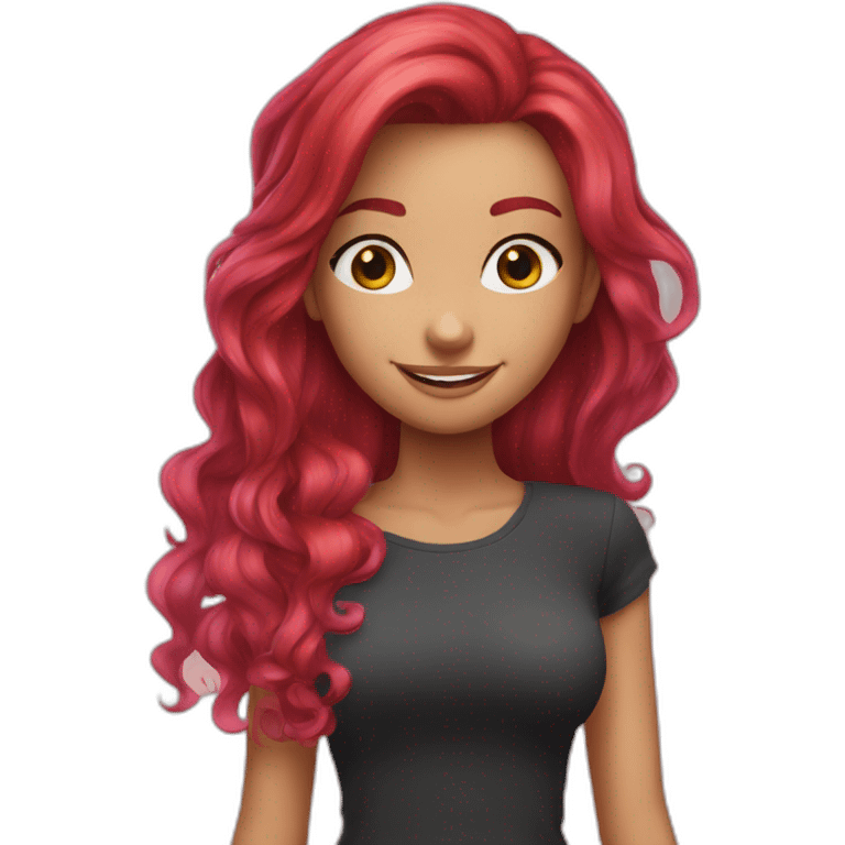 nina long red hair smille pink skin emoji