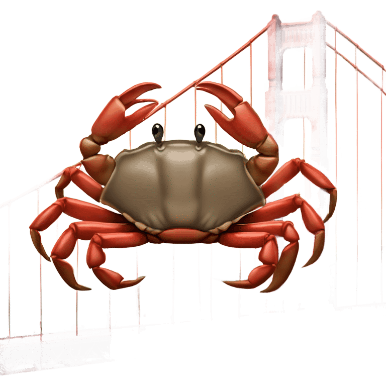 Dungeness crab hanging off of the golden gate bridge  emoji