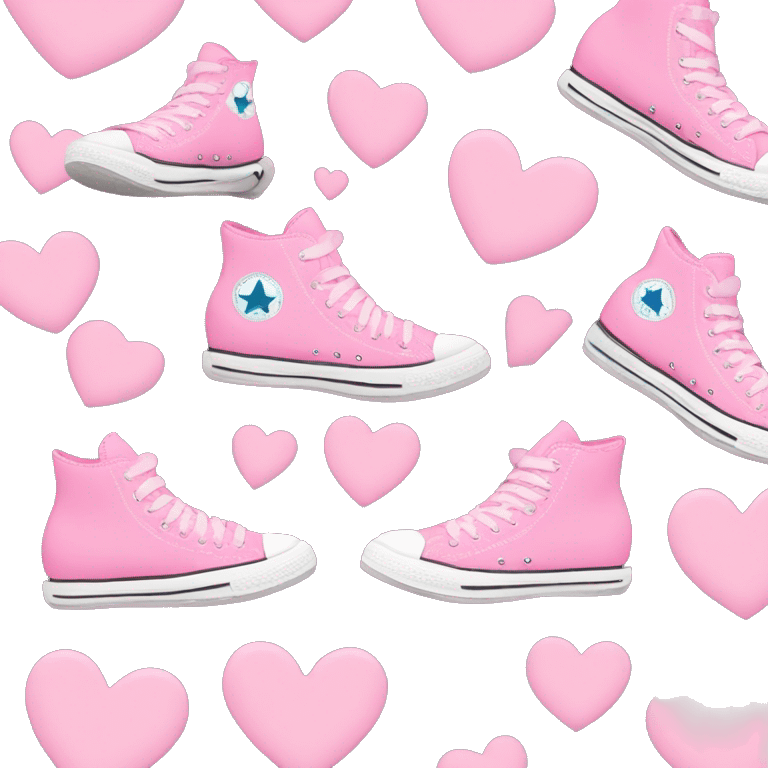 pink converse with pastel pink hearts patches  emoji