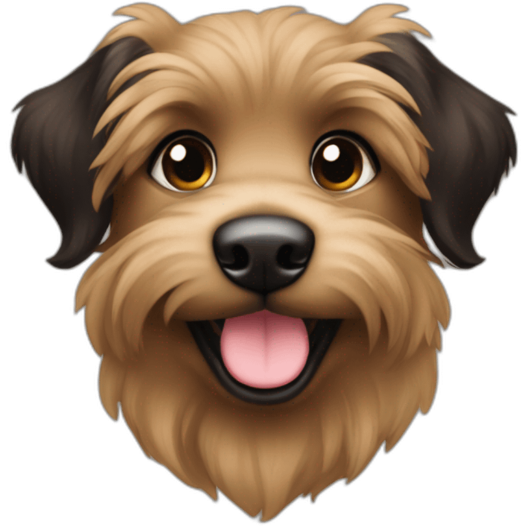 bouvier fawn brown and black puppy face very long hair smiling dark ears emoji