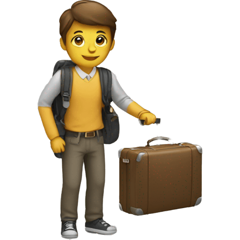 student with suitcase emoji