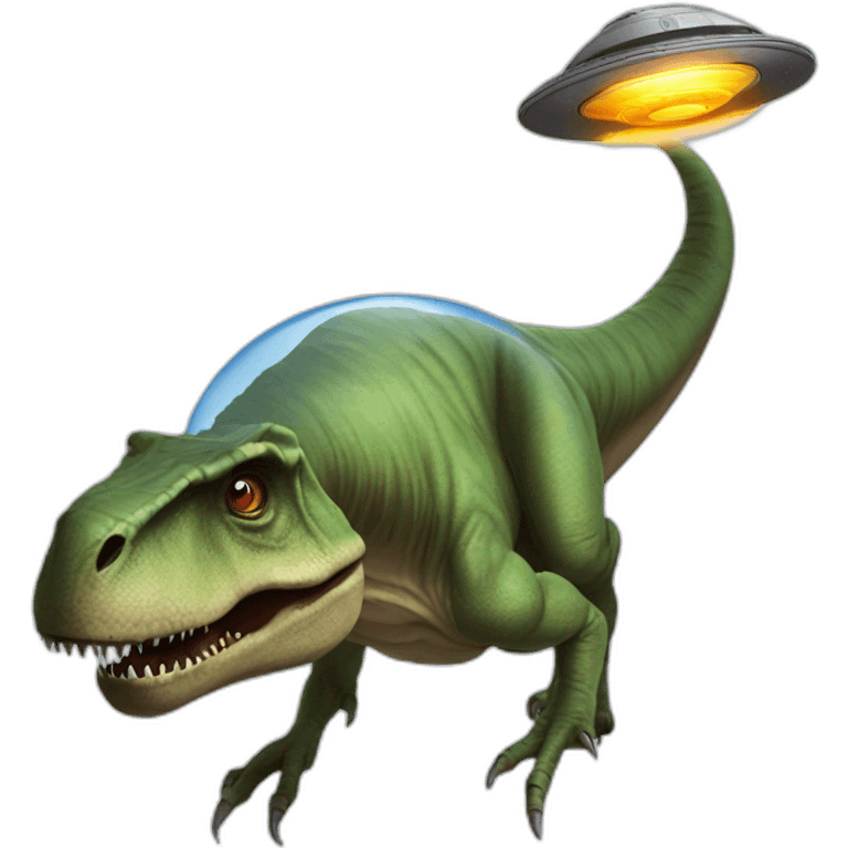 T-Rex flying a ufo emoji