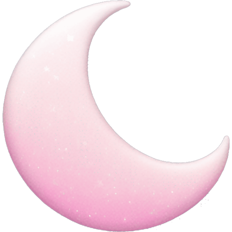 Pink crescent moon with sparkly white clouds emoji