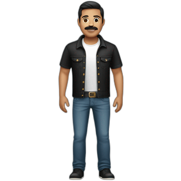 a full body mexican gentleman with black Tshirt and jeans emoji